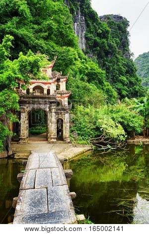 Main Gate To The Bich Dong Pagoda At Ninh Binh Province, Vietnam