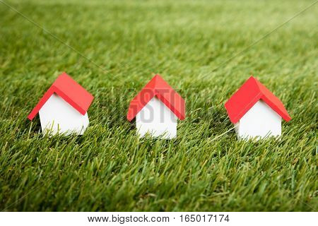 House Model Arranged In Row On Grassy Field