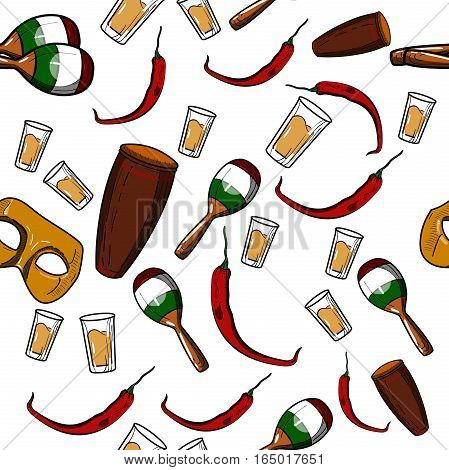 Brazilian Carnival. Vector colorful background. Seamlees pattern
