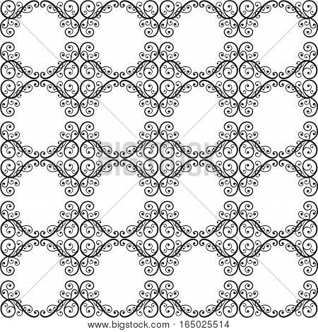 Semaless retro floral baroque black and white ornament