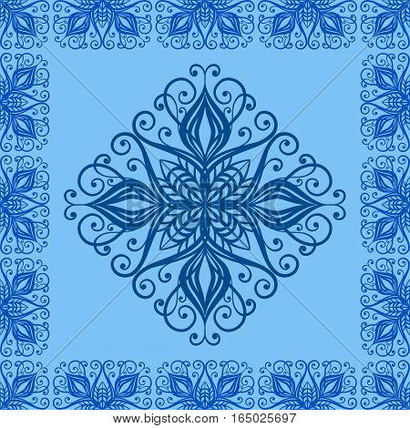Semaless retro floral baroque blue and white ornament