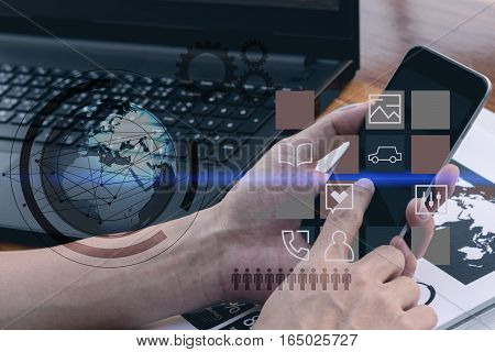 Business Workers Discussing Digital Graphs And Diagrams Indicating Progres