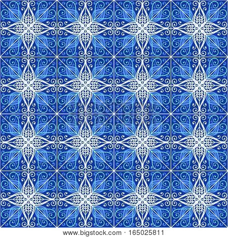 Semaless retro floral baroque blue and white ornament