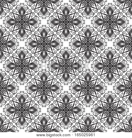 Semaless retro floral baroque black and white ornament