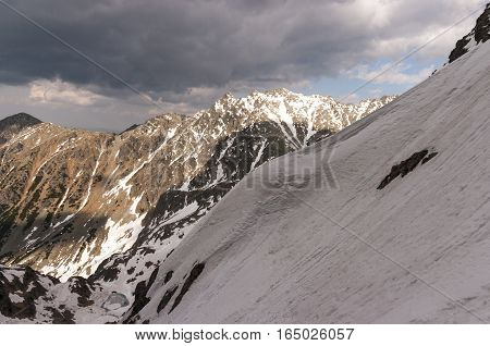 Mountain trail in the High Tatras. Zawrat. Poland