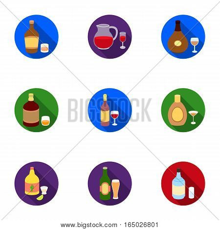 Alcohol set icons in flat style. Big collection of alcohol vector symbol stock