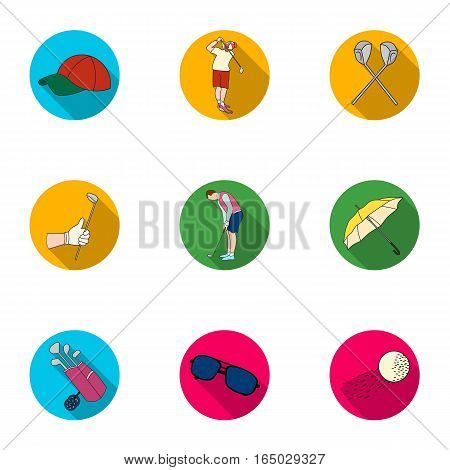 Golf club set icons in flat design. Big collection of golf club vector symbol stock illustration