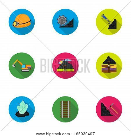 Mine set icons in flat style. Big collection of mine vector symbol stock