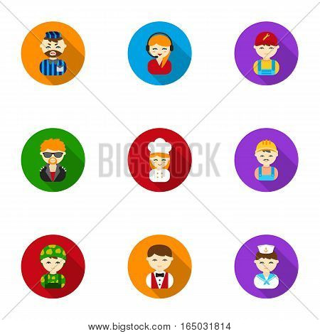 Profession set icons in flat style. Big collection of profession vector symbol stock