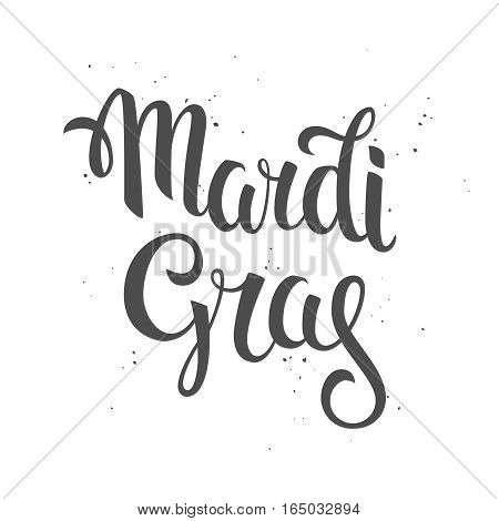 Mardi gras logo. Hand drawn lettering on a grunge white background.