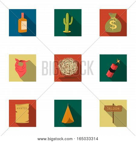 Wild west set icons in flat style. Big collection of wild west vector symbol stock