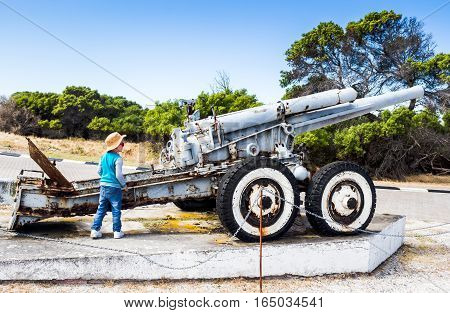 Rusty old howitzer on Robben Island South Africa