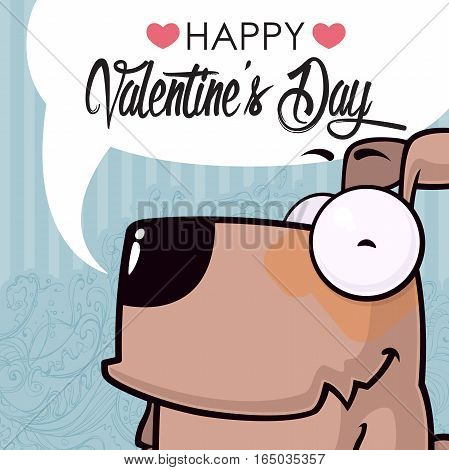 Valentines day greeting card with funny animal character.