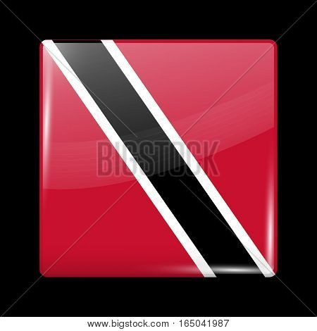 Flag Of Trinidad And Tobago. Glossy Icon Square Shape