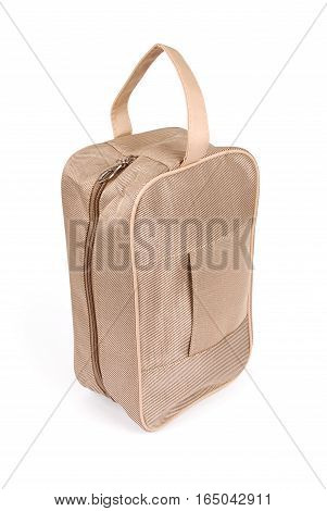 Yellow cloth carpetbag isolated on white background with soft shadow (Clipping path)