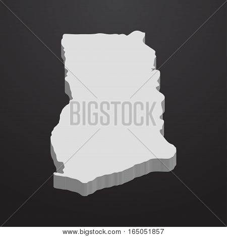 Ghana map in gray on a black background 3d
