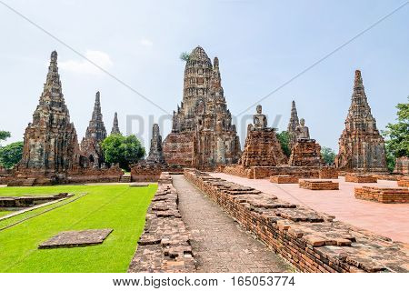 Wat Chaiwatthanaram is ancient buddhist temple famous and major tourist attraction religious of Ayutthaya Historical Park in Phra Nakhon Si Ayutthaya Province Thailand