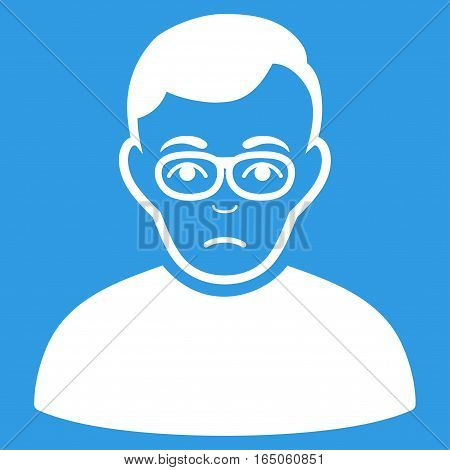 Downer vector icon. Flat white symbol. Pictogram is isolated on a blue background. Designed for web and software interfaces.