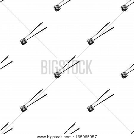Chopsticks icon in  black style isolated on white background. Sushi pattern vector illustration. - stock vector
