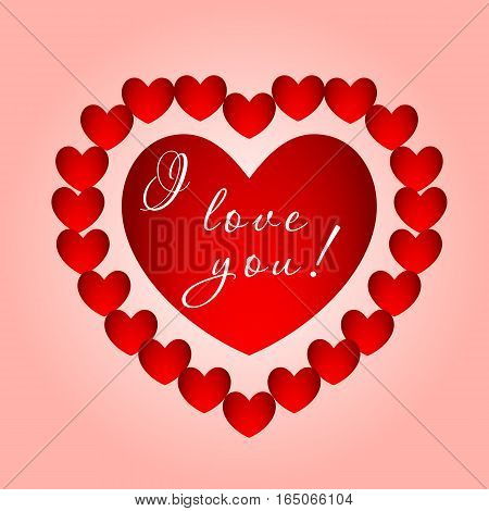 A big heart with the inscription surrounded by small hearts. Gift for Valentine s day. Vector illustration