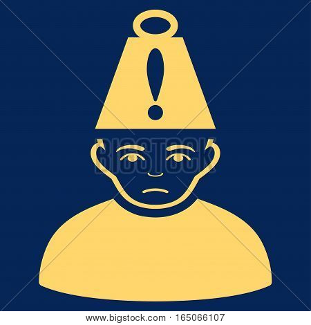 Head Stress vector icon. Flat yellow symbol. Pictogram is isolated on a blue background. Designed for web and software interfaces.