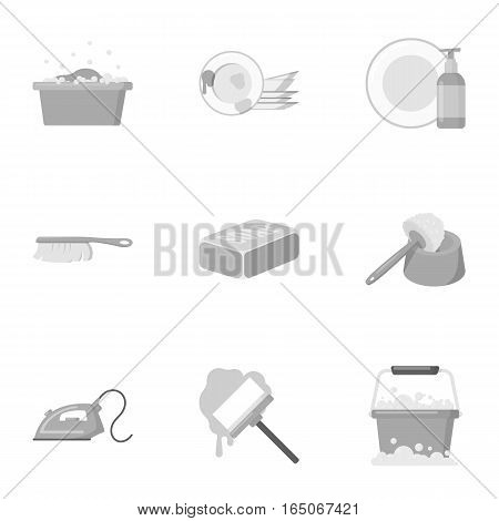 Cleaning set icons in monochrome style. Big collection of cleaning vector symbol stock