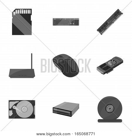 Personal computer set icons in monochrome style. Big collection of personal computer vector symbol stock
