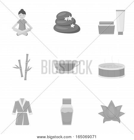 Spa set icons in monochrome style. Big collection of spa vector symbol stock