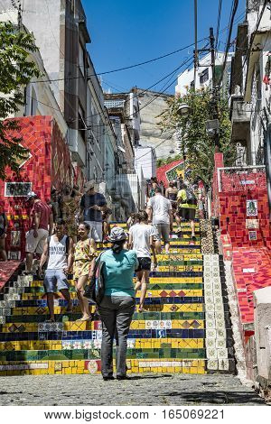 People At The Selaron Steps Connecting Lapa And Santa Teresa  In Rio