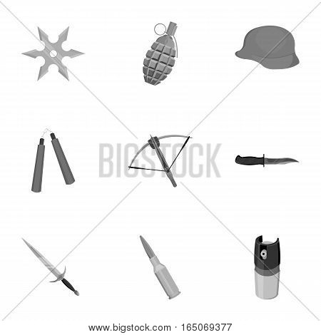 Weapon set icons in monochrome style. Big collection of weapon vector symbol stock