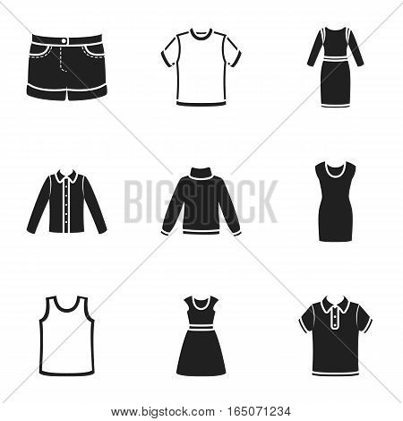 Clothes set icons in black style. Big collection of clothes vector symbol stock