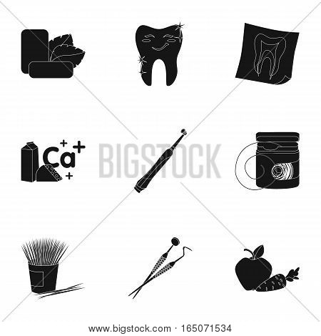 Dental care set icons in black design. Big collection of dental care vector symbol stock illustration