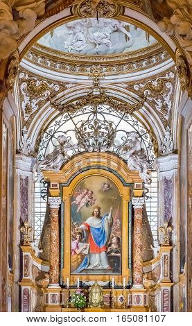 Ornate Interior Of The Church Of San Luigi Dei Francesi In Rome