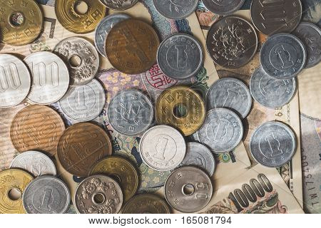 Japanese currency notes Japanese Yen on background