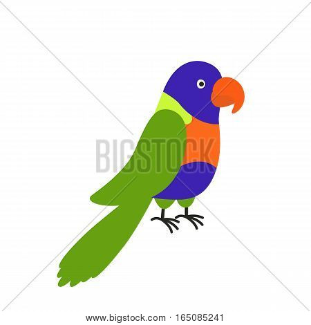 Rainbow Lorikeet bright bird. vector illustration for children isolated on white background