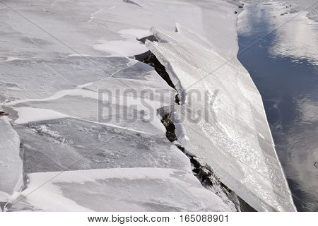 Ice in Super besse Lake Landscape background