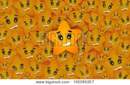 Seamless Star Background Design Concept with Happy Smiley Star