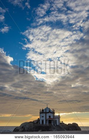 Capela do Senhor da Pedra on sunset Porto Portugal