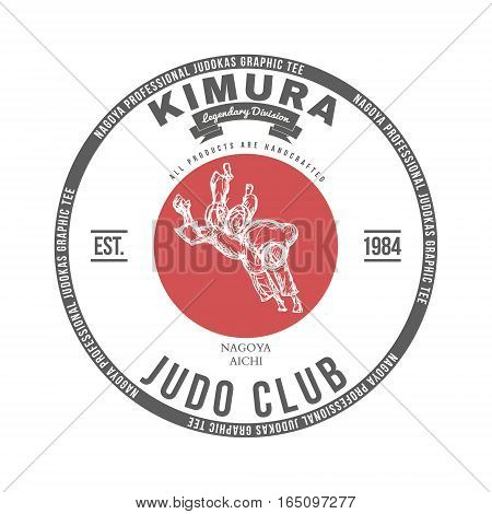 Judo club t-shirt graphics label vector illustration