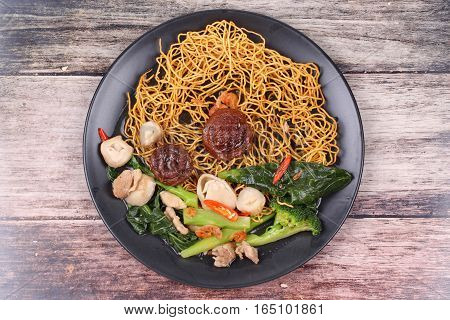Crisy Noodle Topped Kale Soup.