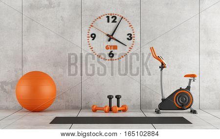 Concrete Room With Gym Equipment