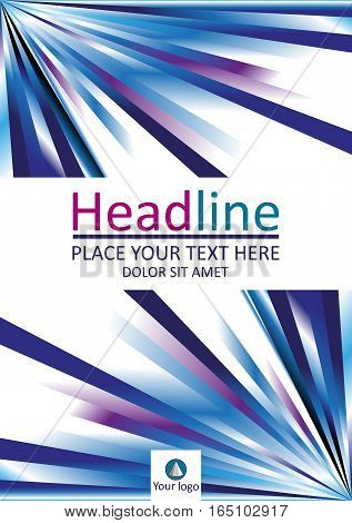 Book cover design A4 template. Blue futuristic lines. Business journals magazines conferences articles flyers banner. Vector.