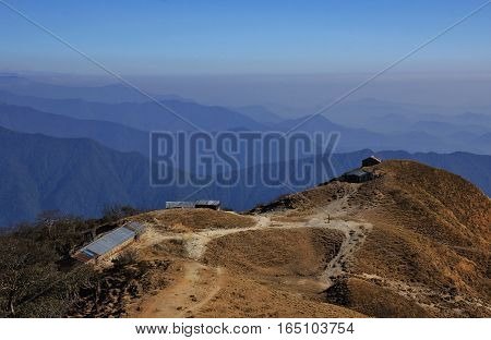 Landscape in the Annapurna Conservation Area Nepal. View from Muldhai hill.