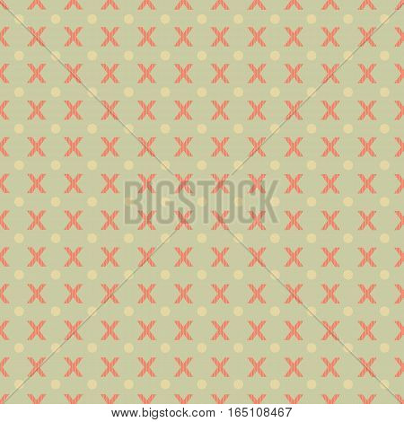 Seamless geometric pattern with patterned X on green background