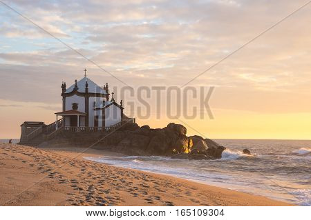 Capela do Senhor da Pedra on sunset Porto Portugal