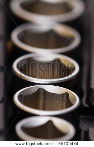 Socket driver set on a black background