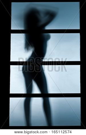 Silhouette of sexy Woman in the bedroom