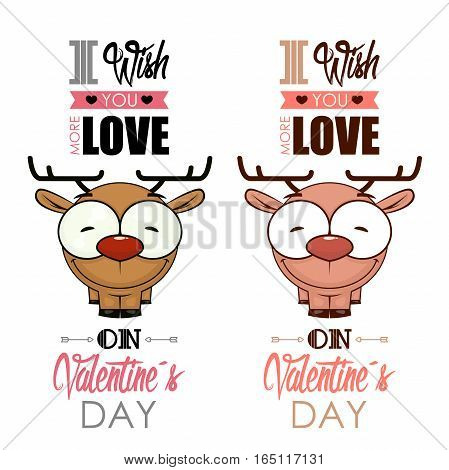 Valentines day greeting card with funny animal character.