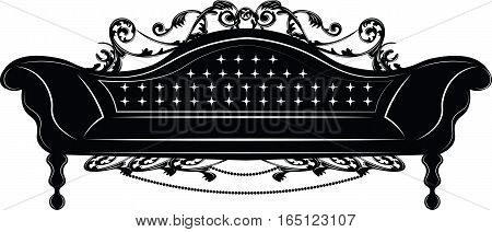 Baroque Imperial sofa. French Luxury rich carved ornaments decorated furniture. Vector Victorian Royal Style structure