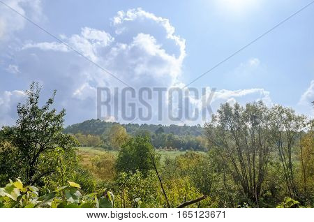Countryside Of Region Horezu From Romania With Hills, Mountains And Fileds, Autumn Time.